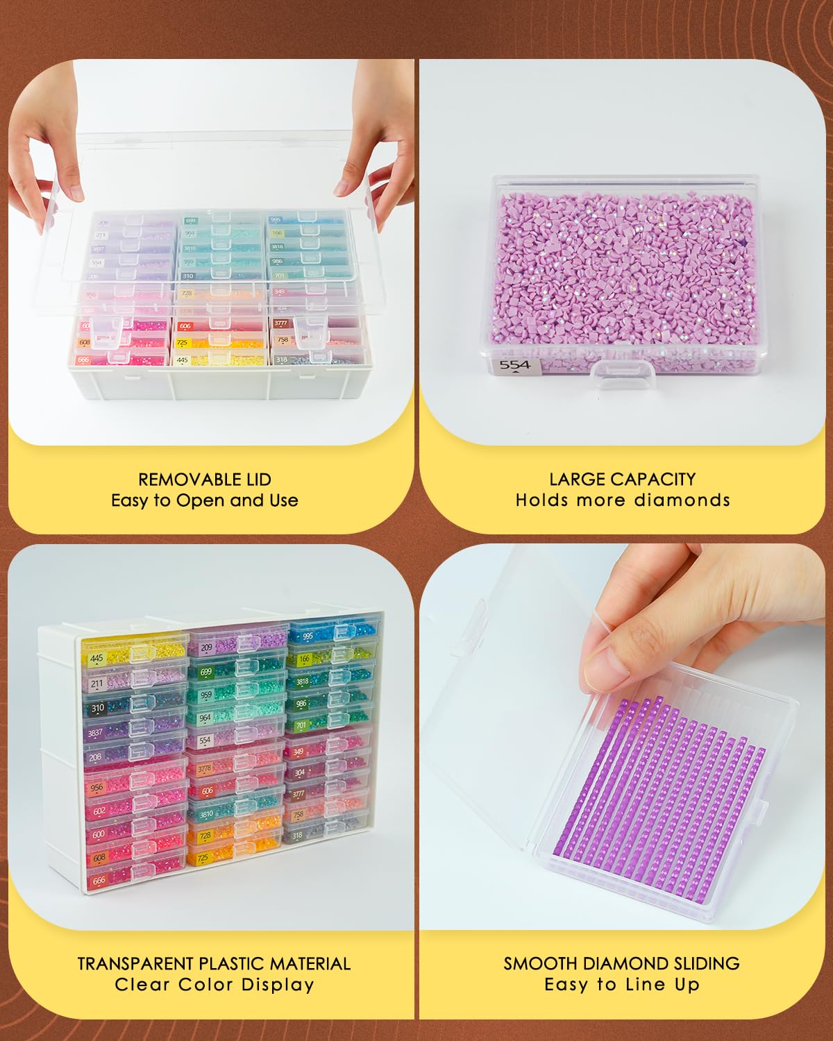 YBUTVY Diamond Art Trays with Lids, 60PCS Diamond Painting Trays with Lids ＆ Diamond Art Storage, Diamond Painting Accessories for Beads (2 Packs)