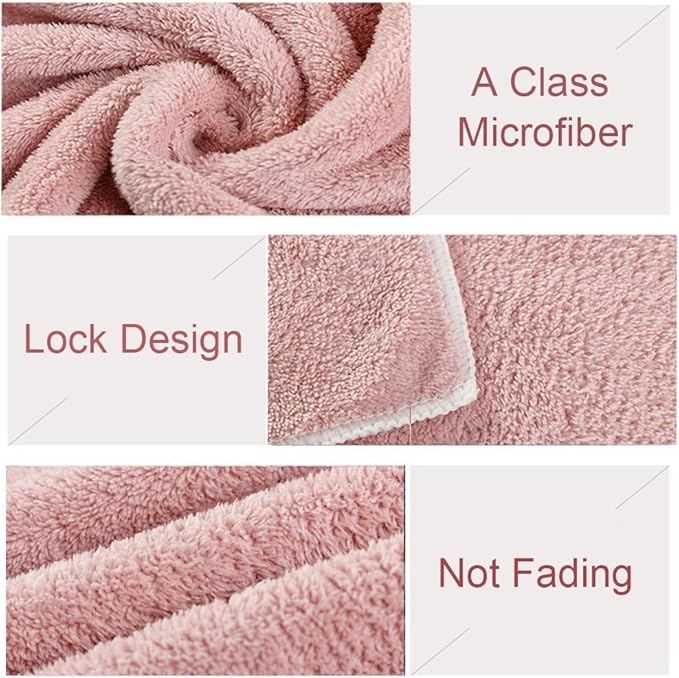 Jseng 2PC Microfiber Hair Drying Caps, Extrame Soft & Ultra Absorbent, Fast Drying Hair Turban Wrap Towels Thick Fluffy Shower Cap for Women