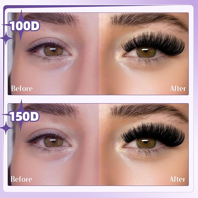 B&Q Fluffy Lash Clusters, Volume Eyelash Clusters 10-18mm, D Curl Cluster Eyelash Extensions, Supersoft Individual Lashes Wispy cluster lashes for Beginners（100D+150D）
