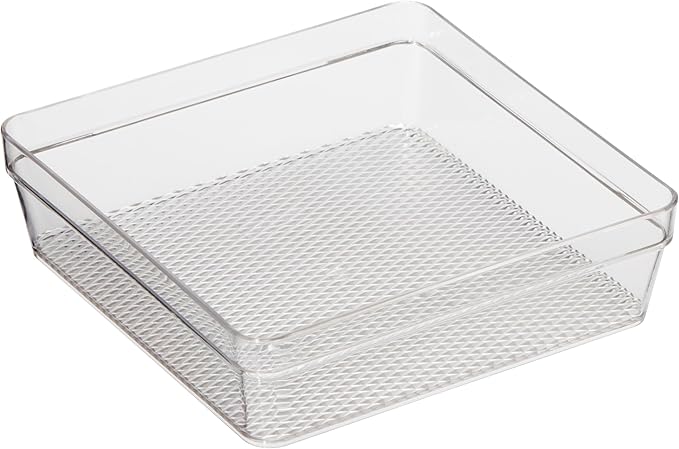 Oggi Clear Drawer Organizer - 6" X 6.25"- Ideal for Organizing Kitchen Drawers, Office, Desk, Silverware, Kitchen Utensils, Cosmetics and Bathrooms