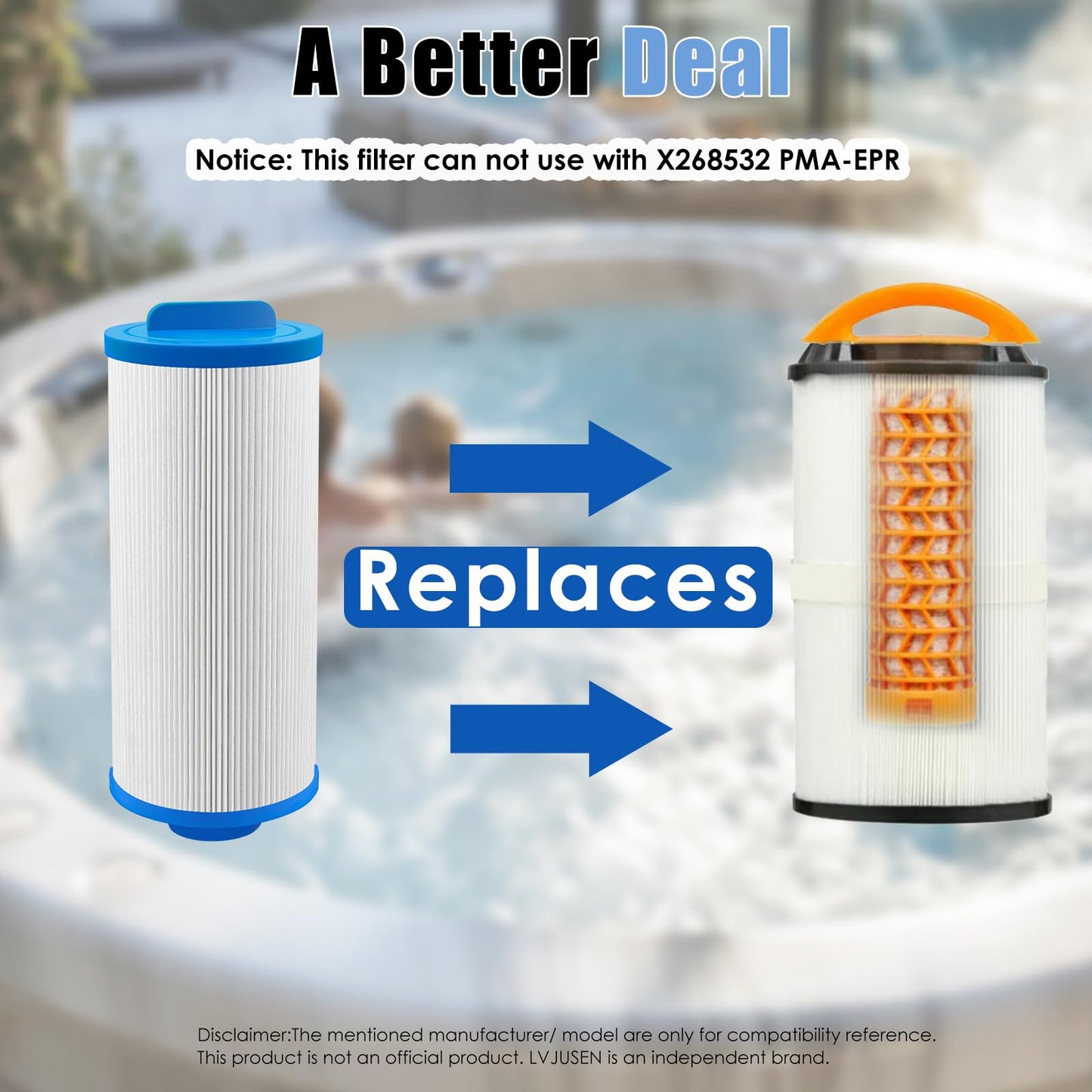 LVJUSEN Spa Filter Replaces PMA-R3 X268548 Master Spa Filter/Nordic Retreat Spa Filter/Pleatco PWW35L/Unicel 4CH-935, Fits Most Clarity, Healthy Living Spas- 1 Pack