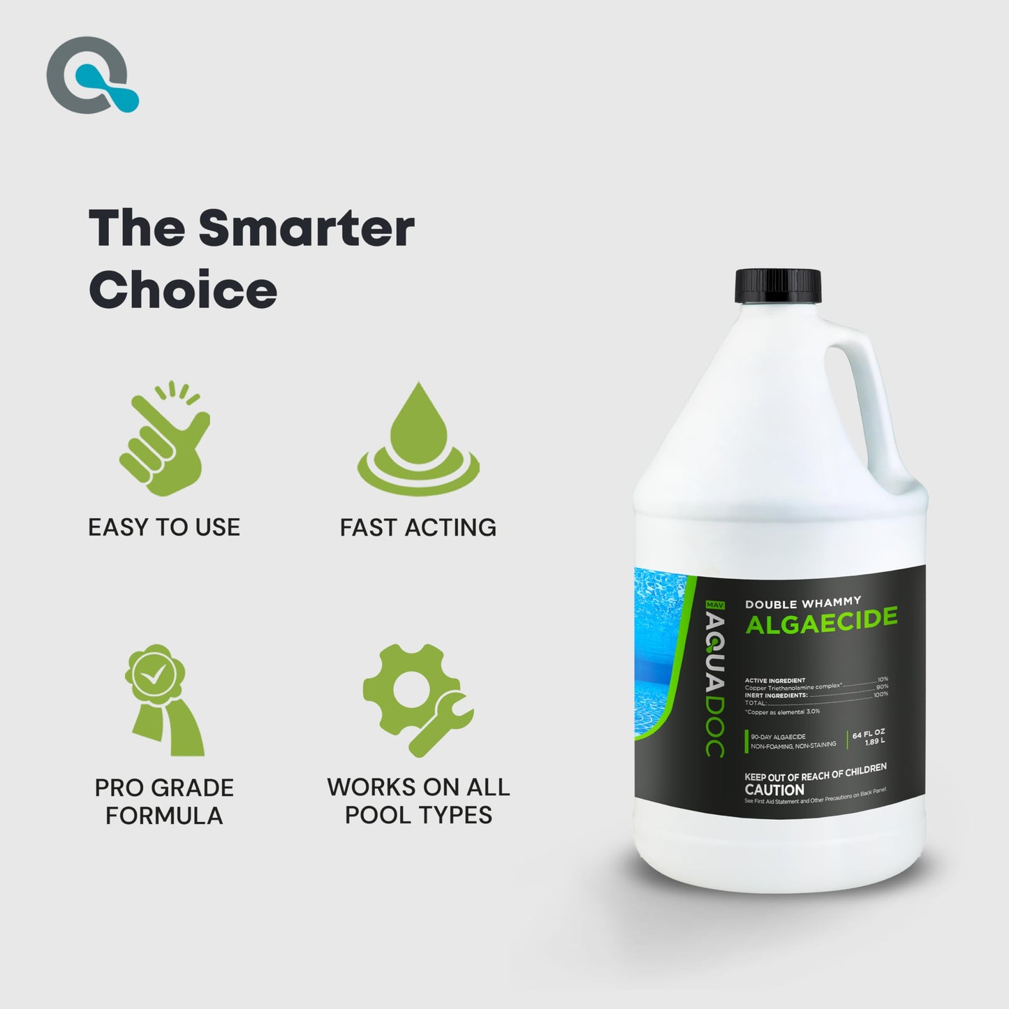 Copper Pool Algaecide for Swimming Pools - 64 oz - 90 Day Algaecide for Inground & Above Ground Pools, Helps Prevent & Remove Green, Mustard, Blue, Black Algae - AquaDoc