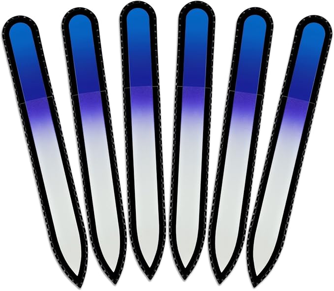 Mont Bleu Rainbow Crystal Nail File in Black Pouch - Czech Tempered Glass - Handmade in Bohemia (Czech Republic)