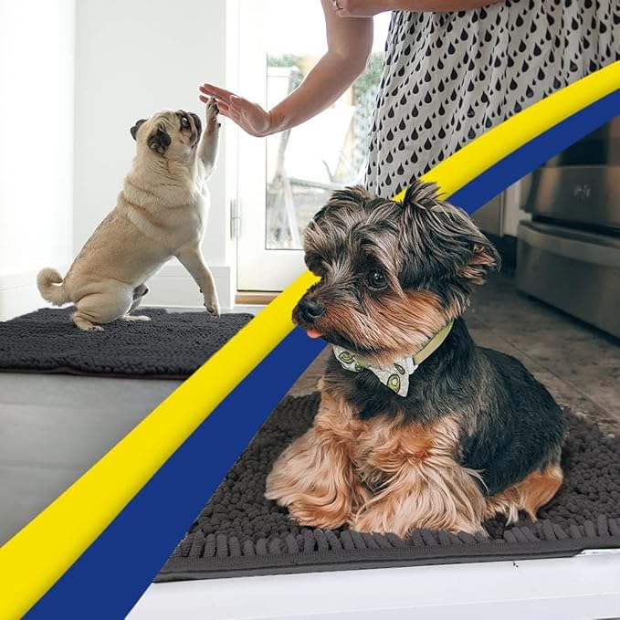 Muddy Mat® | Super Absorbent Door Mat Indoor, Microfiber Quick Dry Chenille Entryway Rug, Non-Slip Front Door Mat, Indoor Mats for Entryway, Machine Washable Pet Rug, Charcoal 36" x 120"