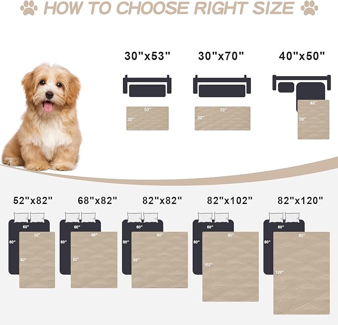 Smiry Waterproof Dog Bed Cover Blanket 40x50, Soft Reversible Pet Blanket, Washable Leakproof Cats Dogs Couch Cover for Sofa, Couch, Furniture, Taupe/Beige