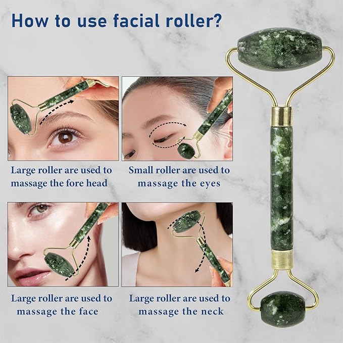 Face Brush 2 in 1, Silicone Facial Cleansing Exfoliating Brush Soft Bristles Pore Deep Cleansing, Jade Face Roller Skin Care Tools, Manual Dual Face Wash Scrub Brush Massaging Gift, BlackGreen
