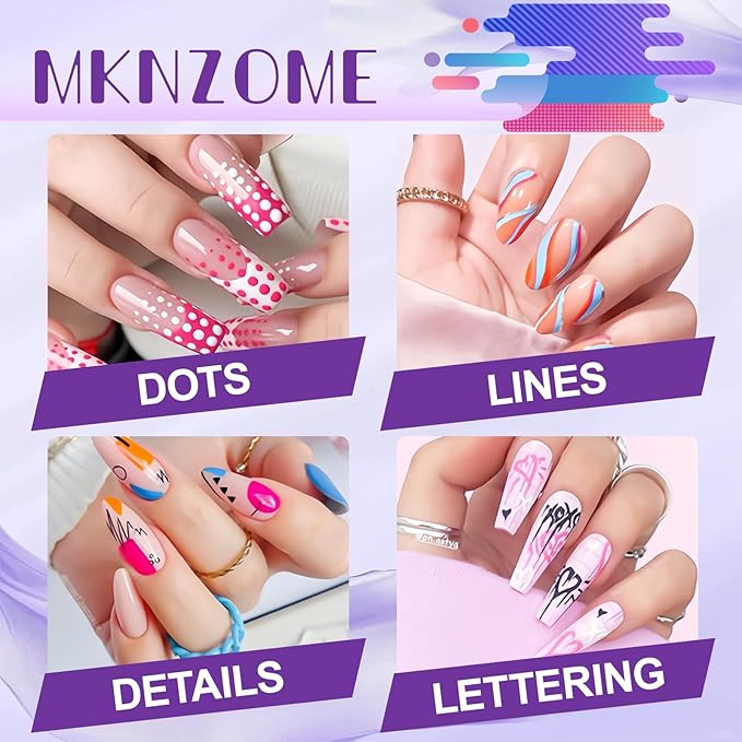 12 Color Nail Art Pens, 0.5 MM Nail Polish Pens Set Drawing Painting Point Liner Acrylic Painted Pen Kit, Waterproof and Quick-drying Nail for DIY Nails Art Design Manicure Tools
