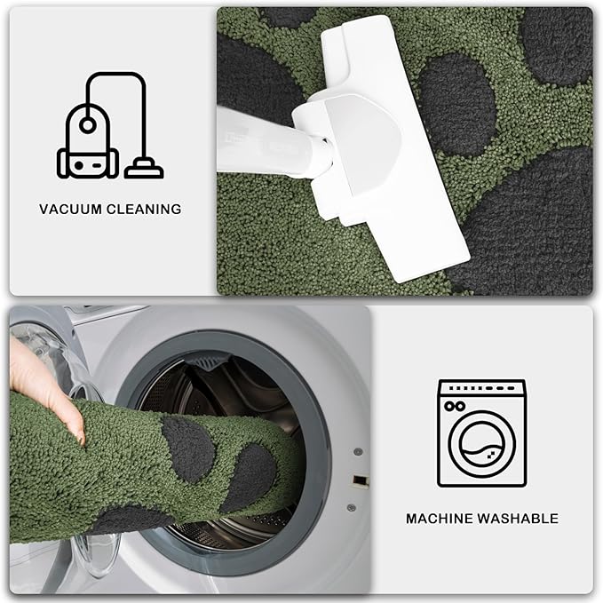 PURRUGS Dirt Trapping Door Mat 20" x 31.5", Non-Skid/Slip Machine Washable Microfiber Entryway Rug, Dog Doormat, Super Absorbent Welcome Mat for Muddy Wet Shoes and Paws, Green