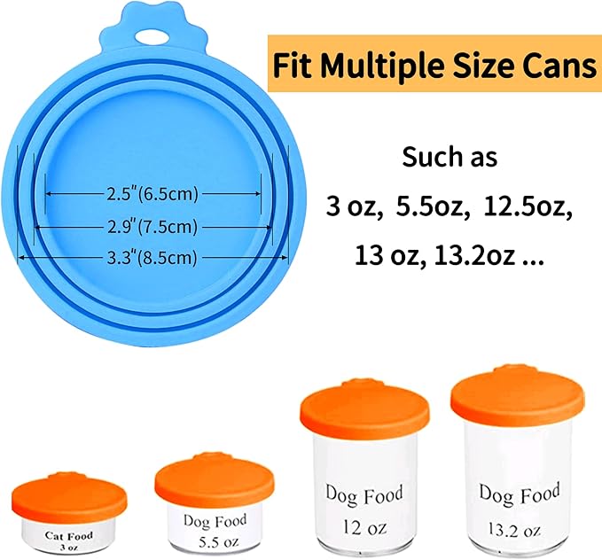 Lydia's Deal 4 Pack Universal Pet Food Can Covers, Silicone Lids for Dog and Cat Cans, Fit Most Standard Sizes (Multicolor)