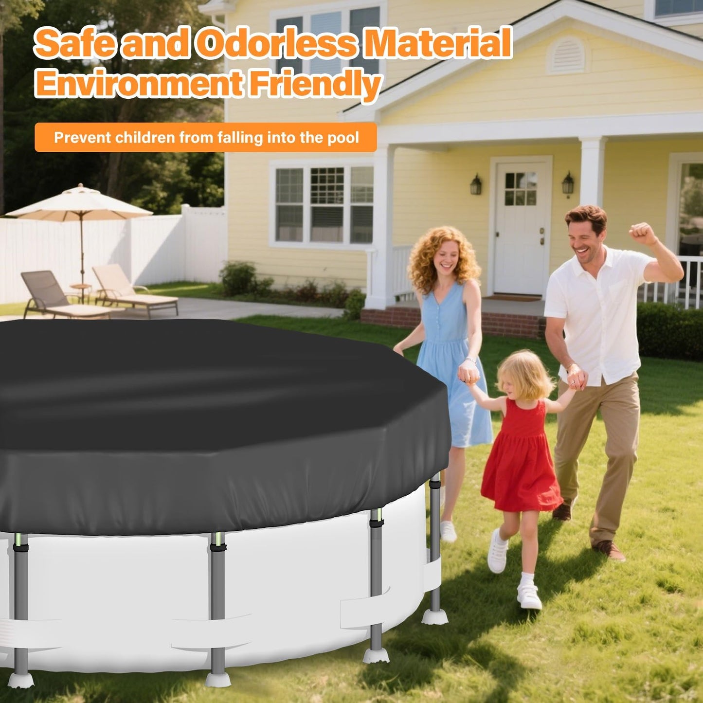 SAFANA 12FT New Pool Covers for Above Ground Pools, Round Swimming Pool Cover [Upgrade 420D Thicker] Protective Leaf Cover with Reflective Strip, Tear Resistant Durability Fabric, UV Resistance, Black