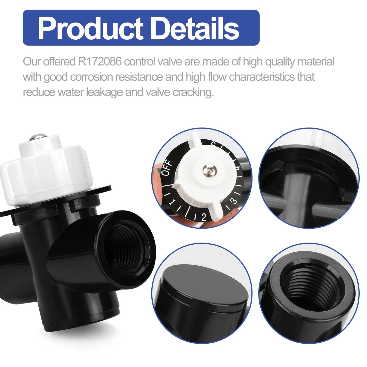 Pool Control Valve R172086, 1/2-Inch Chlorine Valve Compatible with Pentair Rainbow 320 322, 300-29X Automatic Chlorine/Bromine Pool and Spa Feeder