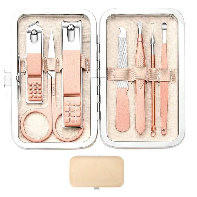 Manicure Set Women Men Nail Clipper Set Stainless Steel Toe Finger Nail Clippers Personal Care Tool with Case Travel Manicure Tool Nail Care Set Women Men Nail Grooming Kit Gifts for Mother Wife