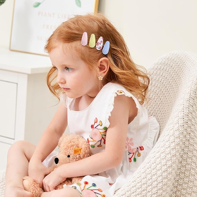 60 PCS Snap Flower Pattern Hair Clips for Fine Hair - 1.5 Wrapped Mini Barrettes and Hair Accessories for Infants and Toddlers