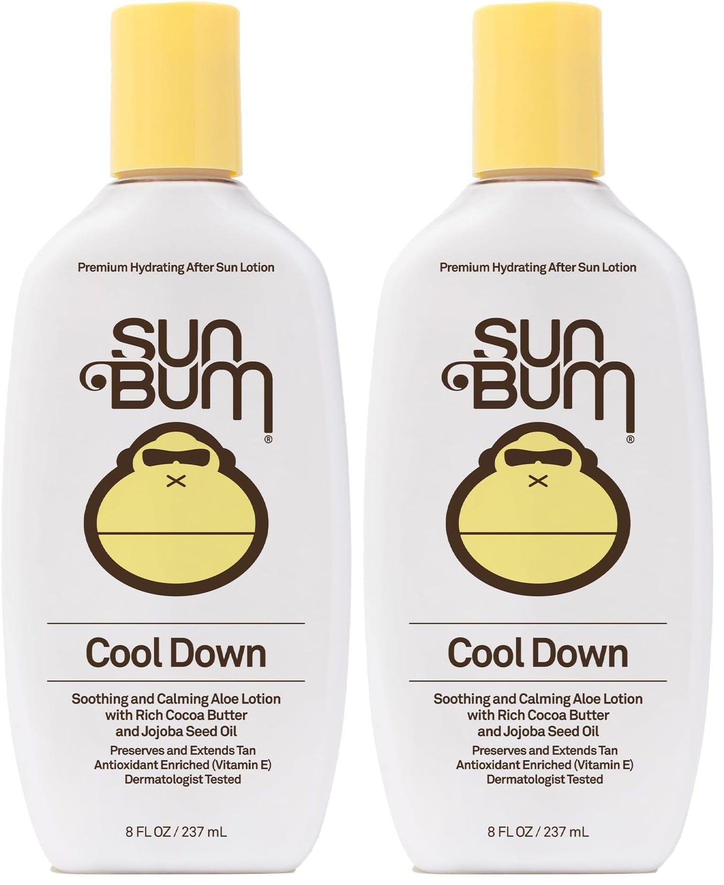 Sun Bum Cool Down Aloe Vera Lotion - Vegan After Sun Care with Cocoa Butter to Soothe and Hydrate Sunburn - 8 oz,(Pack of 2)