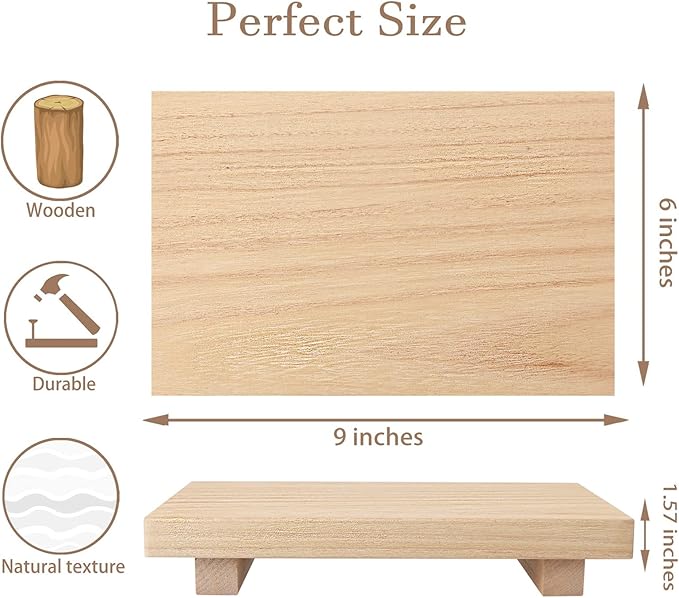 zoocatia Small Wood Tray Pedestal Stand Farmhouse Bathroom Decor Decorative Wooden Riser Kitchen Soap Dish Holder for Vanity, Counter, Sink, 9" x 5.9" - Burlywood