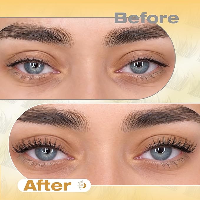 Wispy Lash Clusters 8MM Only Eyelash Extensions Natural Individual Lashes with CC Curl and Flexible Clear Band for DIY Cluster Eyelash Extensions at Home - No Makeup, Clean Makeup, Soft Glam
