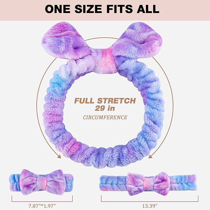 YOOVR 7pcs Spa Headband, Mothers Day Gifts Bulk, Stocking Stuffers for Teen Girls Women, Skincare Makeup Face Wash Headband, Hair Accessories, Party Favors for Adult, Easter Baskets Stuffers(Tie-dyed)