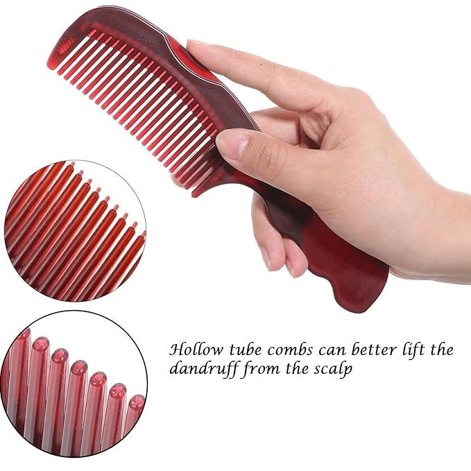 Dandruff Comb, Hollow Tooth Button Comb, Detoxing Comb Energy Massage Comb, Scalp Psoriasis Comb Dandruff Removal Comb, Lice Comb Multifunctional Hairbrush (Red 1PC)