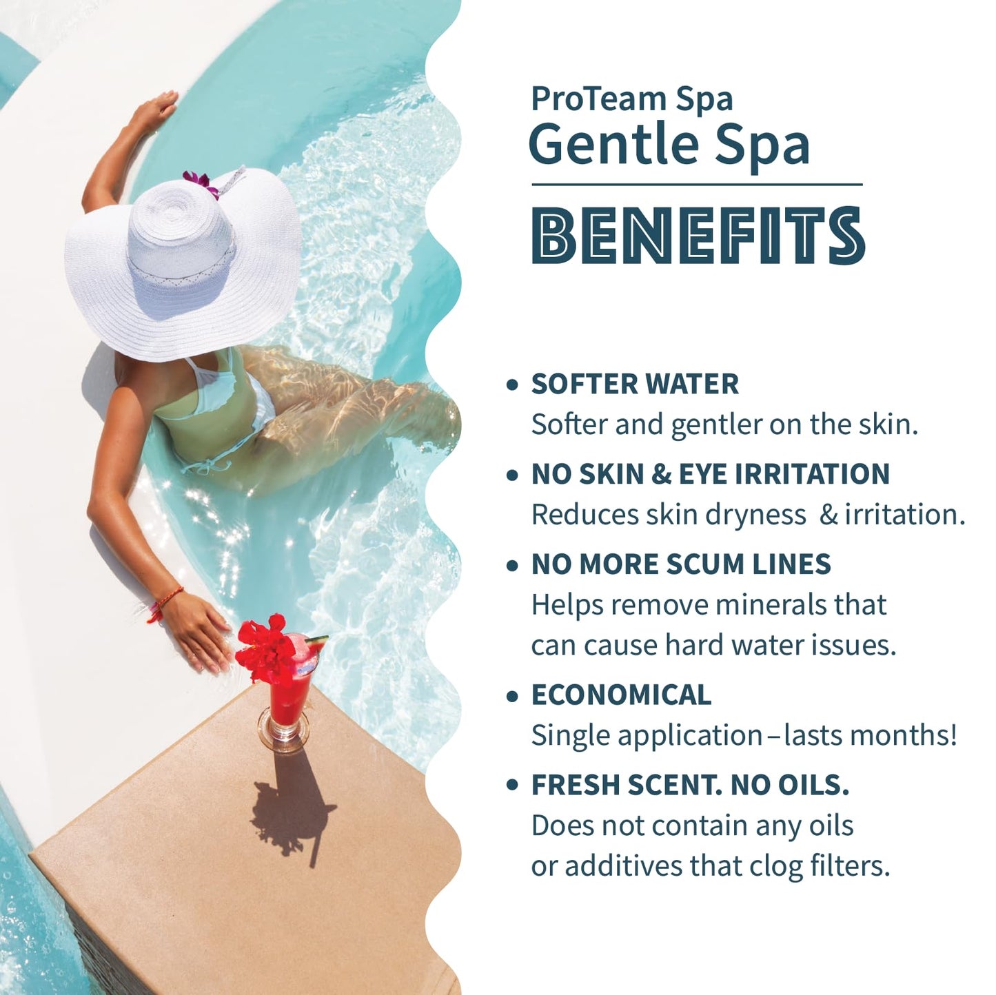 ProTeam Gentle Spa Hot Tub Water Softener & Conditioner — Softens Hard Water, Prevents Scum Lines & Skin Irritation, Borate pH Stabilizer — Fresh Scent, 1.5 lb + SplashWiz Care e-Book