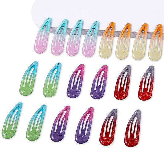 20 PCS Metal Snap Hair Clips Water Drop No Slip Barrettes for Women Bright Small Hair Clips For Thick And Thin Fine Hair,Assorted Colors,1.97 x 0.5 In.