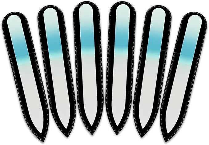 Mont Bleu Rainbow Crystal Nail File in Black Pouch - Small/Purse Size - Czech Tempered Glass - Handmade in Bohemia (Czech Republic)