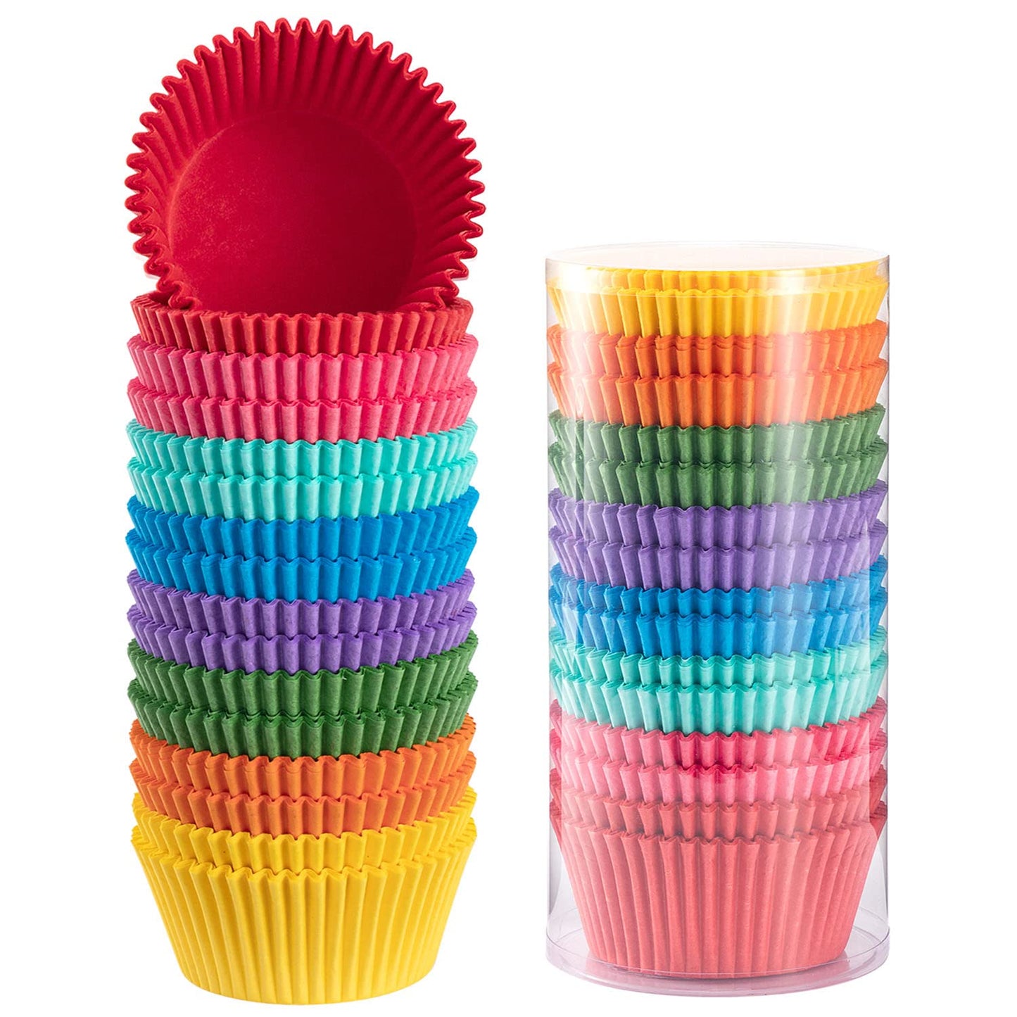 Gifbera Bright Rainbow Jumbo Cupcake Liners 400-Count, Large Solid Colorful Paper Baking Cups for Baking