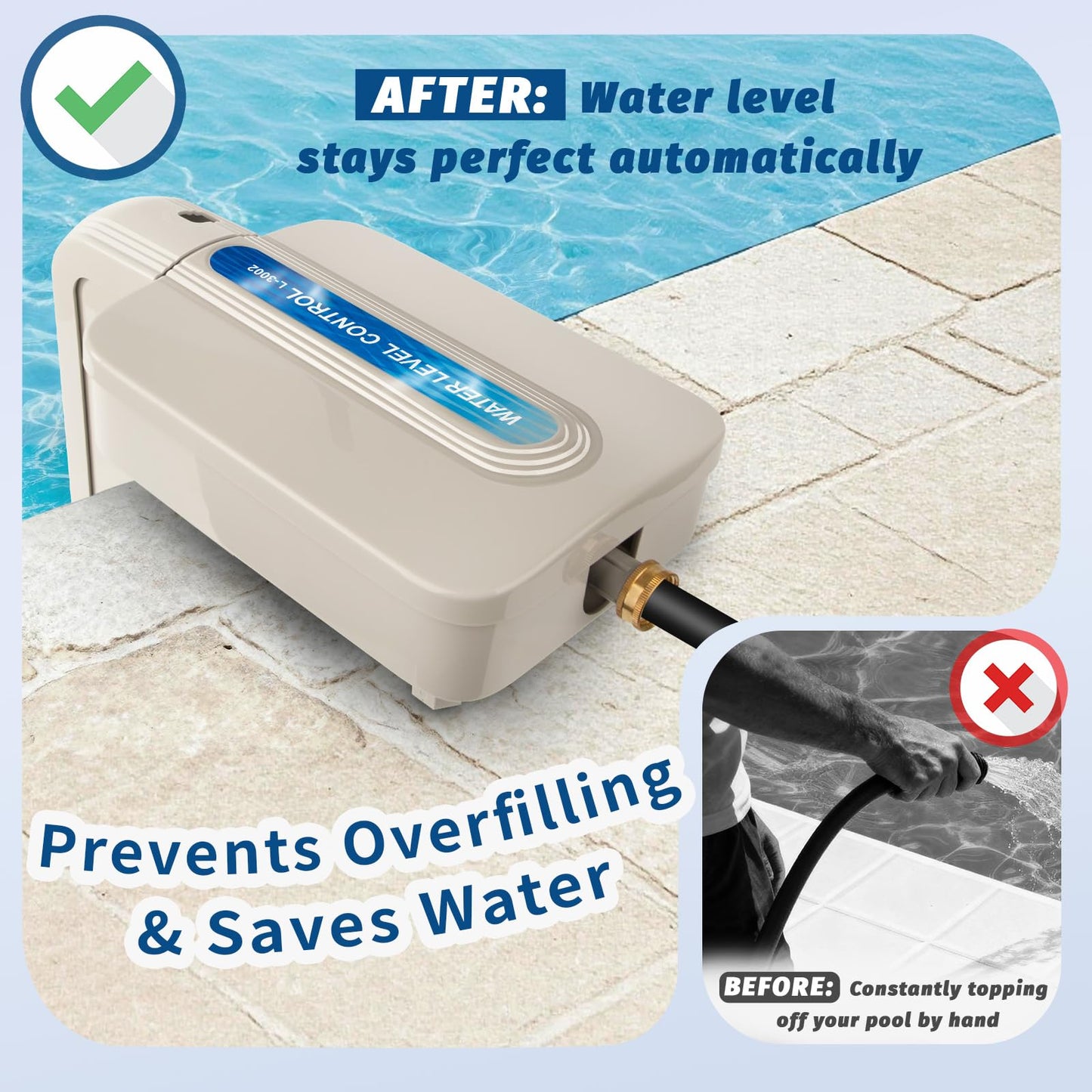 JANWISOL 2026 Upgrade Automatic Pool Filler with Adjustable Float Valve, Automatic Pool Water Leveler for Swimming Pools and Ponds, Pool Auto Filler, White