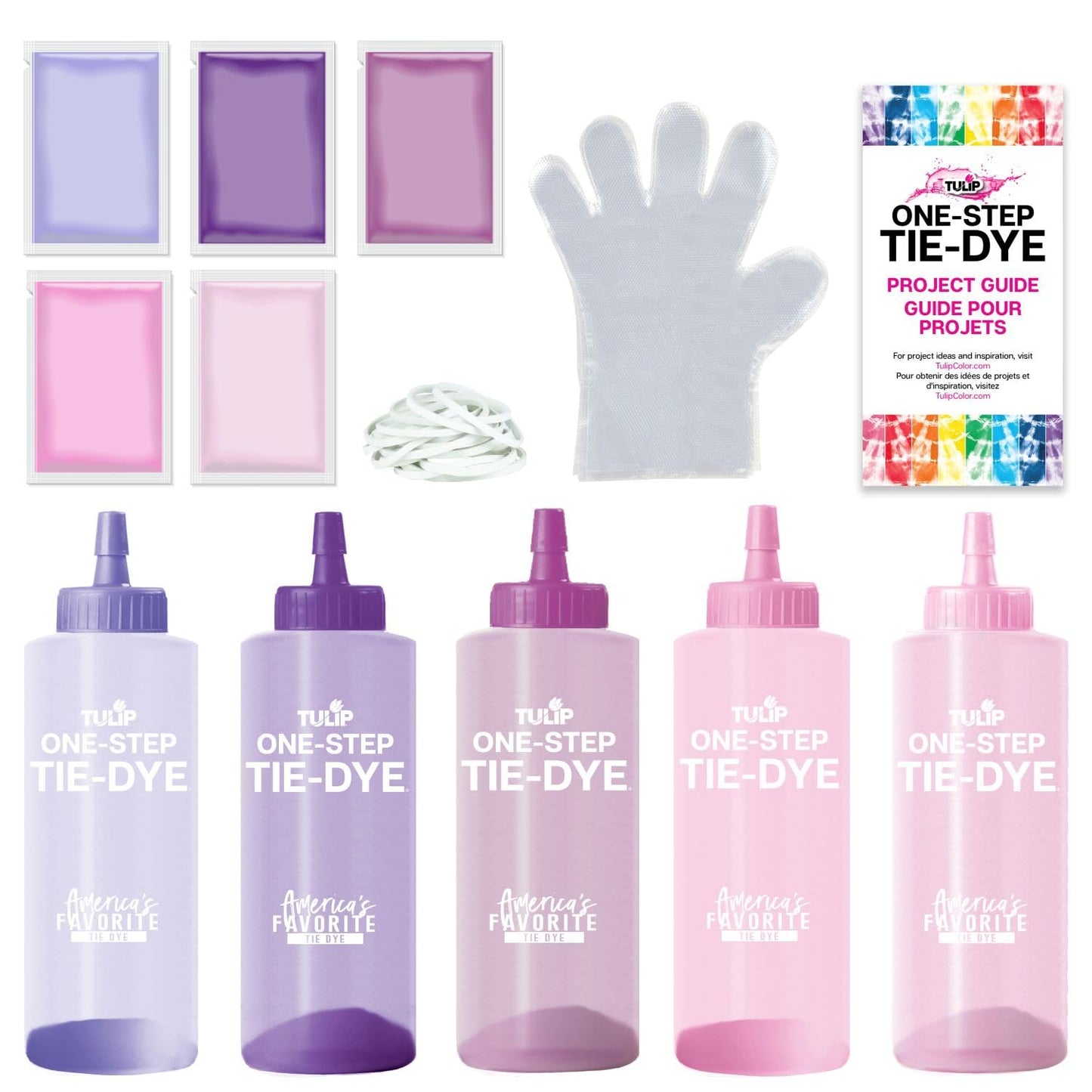 Tulip One-Step Tie-Dye Kit Tiara, Party Activity, Permanent & Vibrant Fabric Dye, Easy Clean-up, Makes 10 Bottles, Includes 5 Bonus Refill Packs, 8 Fun Techniques Included, Pink and Purple Colors