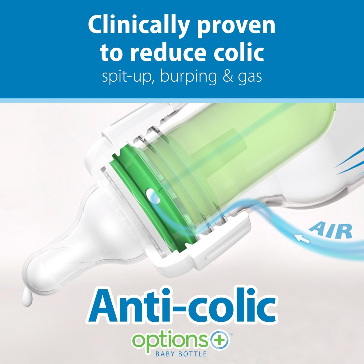 Dr. Brown’s Anti-Colic Options+ Narrow Baby Bottles, 0m+ Level 1 Nipple - Baby Bottle to Reduce Colic (3 Pack), Purple 8 oz