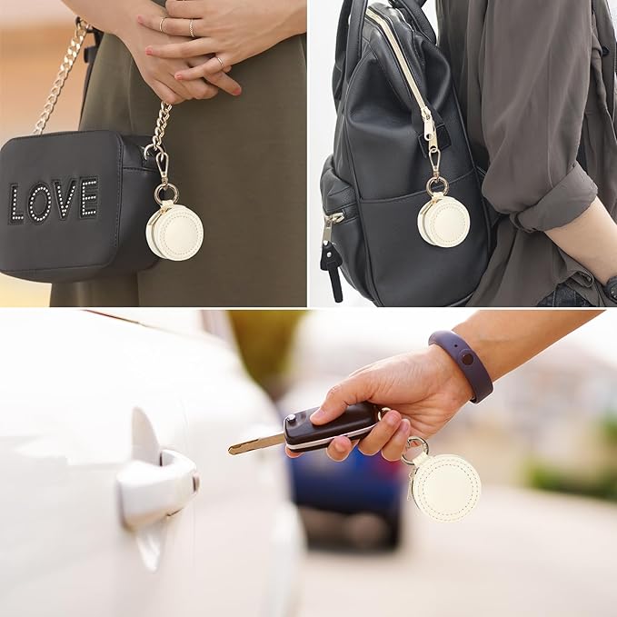 Jewelry Ring Holder Box with Keychain, Portable Gym Jewelry Storage Box Case, Small Travel Ring Earring Stud Necklace Storage Case (White)