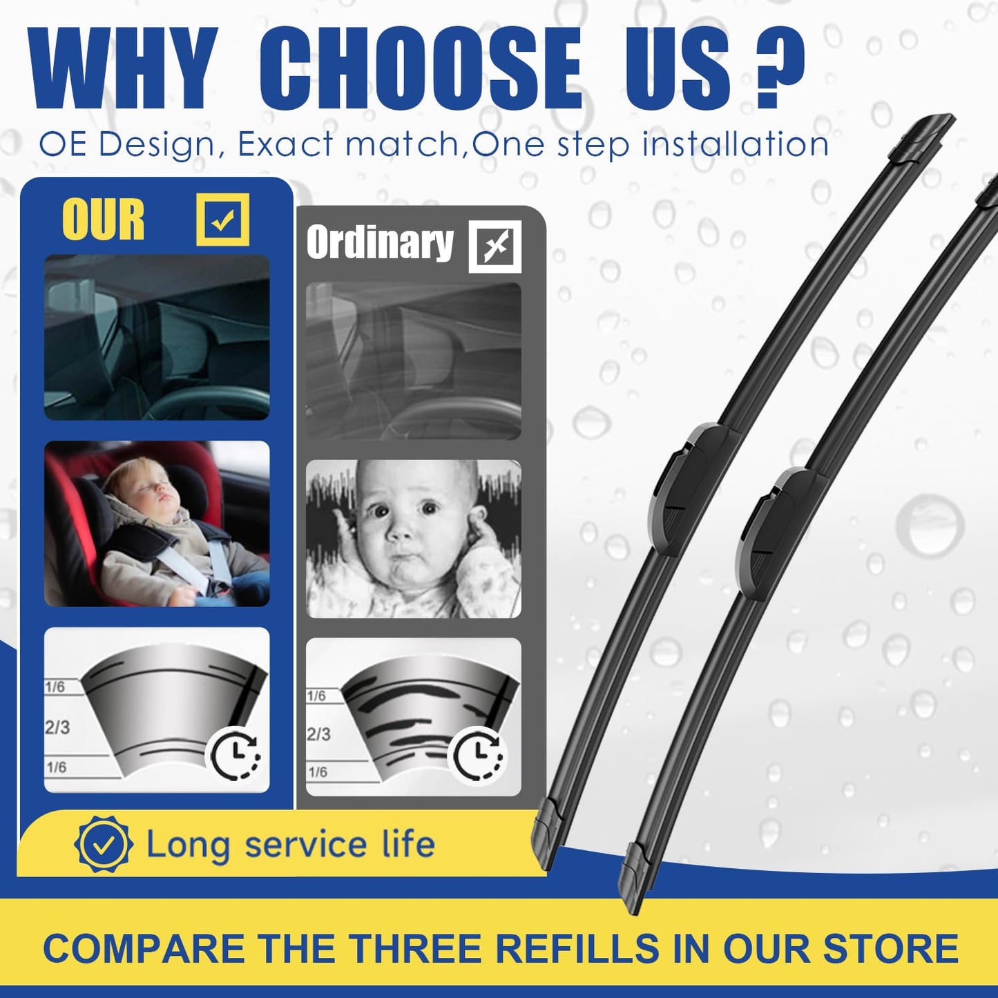 3 wipers Replacement for 2011 2010 2009 2008 2007 Honda CRV CR-V 20018 2017 2016 2015-2007 Acura RDX, Windshield Wiper Blades Original Equipment Replacement - 26"/16"/14" (Set of 3) U/J HOOK
