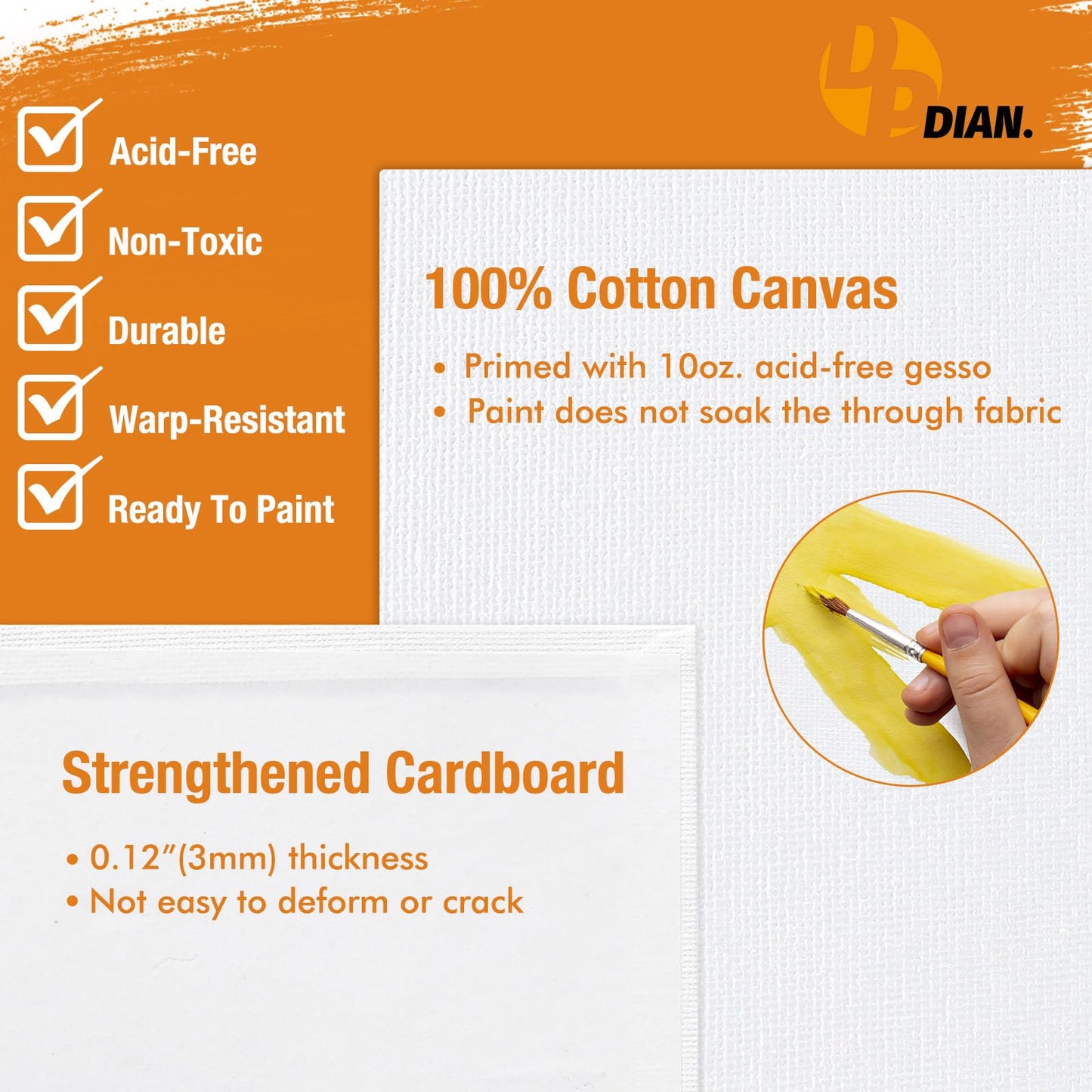 DPDIAN Canvas Boards for Painting 36Pack, 4 inch x 4 inch Super Value Pack, Artist Canvas Panels for Oil & Acrylic Painting