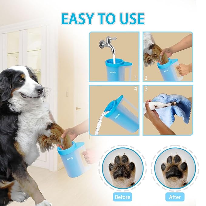 Dog Paw Cleaner with Handle - Foot Washer Cup for Large and Extra Large Breed Dogs