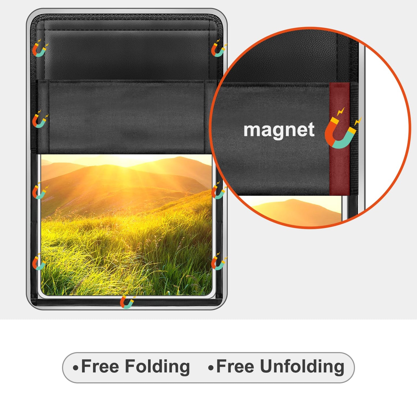 RV Door Window Shade Cover - Magnetic RV Blackout Window Cover with UV Protection and Privacy Features (25 * 16 in) Foldable Magnet Design, Waterproof Fabric (Black, 2 Pack (25"L x 16"W))