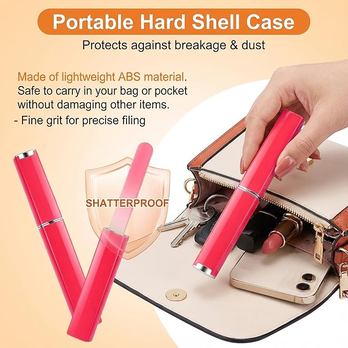 24 Pcs Crystal Glass Nail File with Case, Double Sided Nail Files for Natural Nails, Professional Fingernail Files Set for Women Manicure Gifts Natural and Acrylic Nail Care