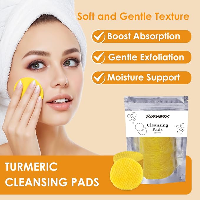 Turmeric Wash and Care Kit – Turmeric Face Wash with Brush, Exfoliating Facial Pads, Turmeric Oil and Cleansing Soap Bars– Jabon de Curcuma, Natural Skincare for Face & Body (4PC Set, Count, 4)