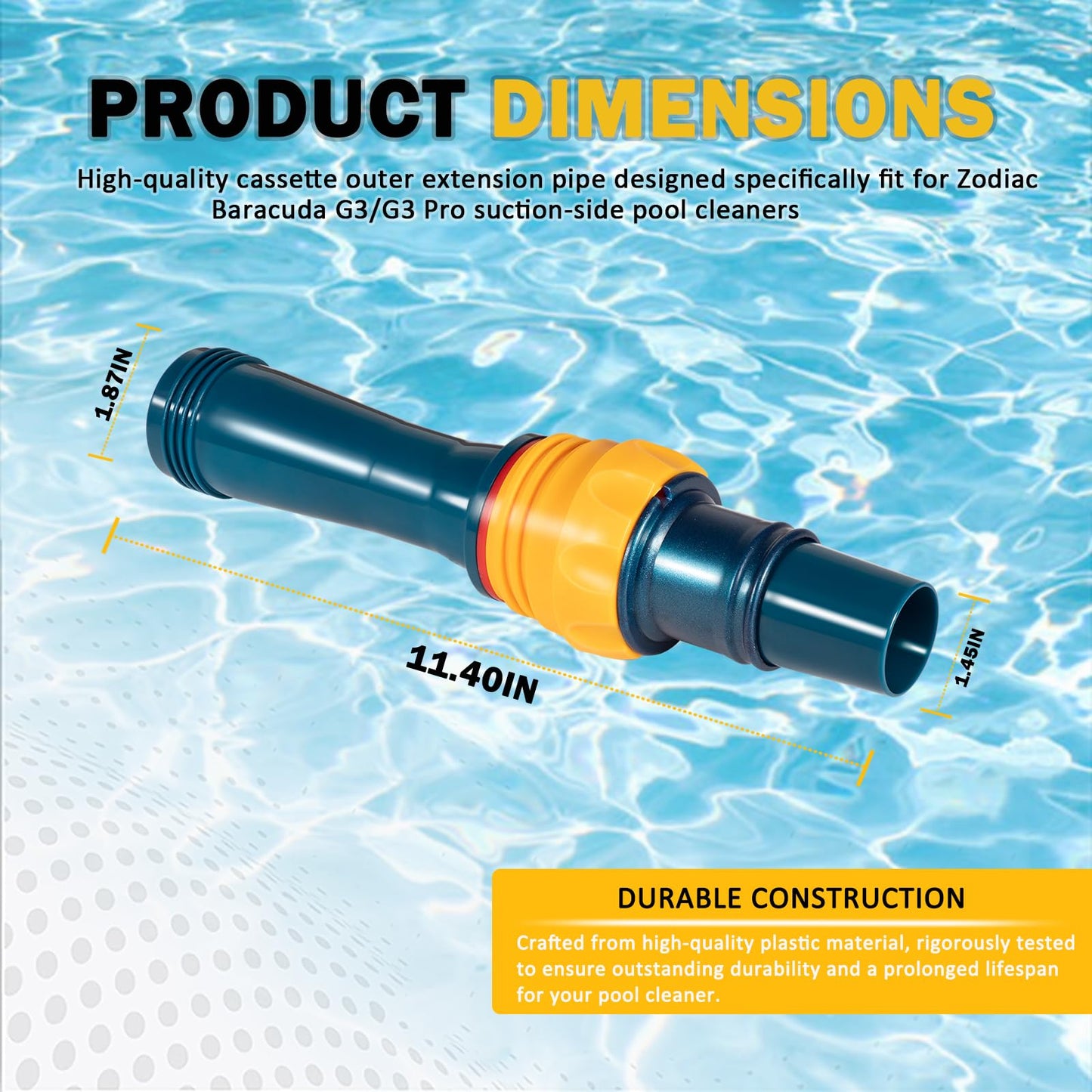 Premium W70326 Cassette Outer Extension Pipe with Handnut fits for Zodiac Baracuda G3/G3 Pro Suction Side Pool Cleaner- Premium Replacement Part for Enhanced Pool Cleaning