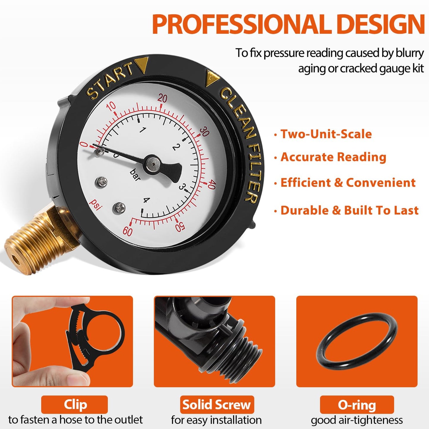 DearChan 98209800 High Flow Manual Relief Valve/Air Relief Manual Valve Assembly with Pressure Gauge, Replacement for Pool and Spa Filter (2 PACK-98209800)