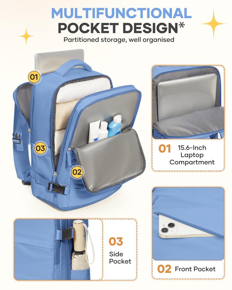 Travel Backpack for Women Airline Approved Carry on Backpack for Airplanes Mochila De Viaje Personal Item Travel Bag Spirit Airlines Personal Item Bag 18x14x8 Backpack for Traveling on Airplane