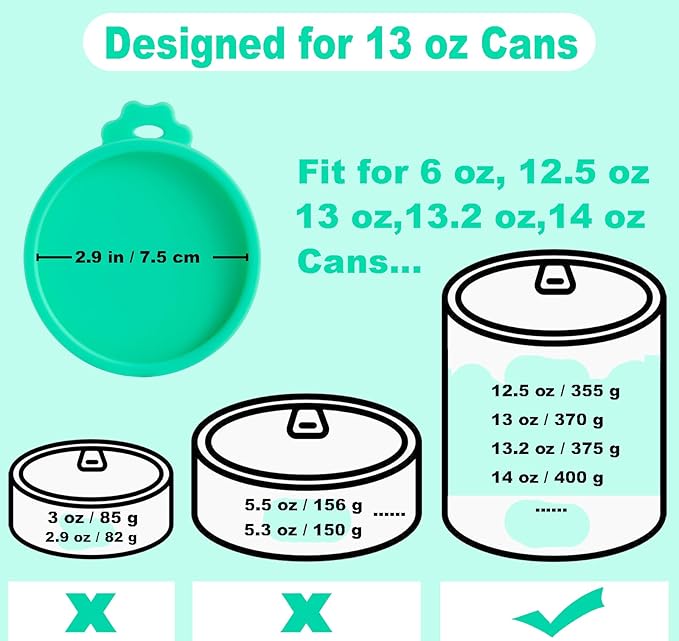 COMTIM Can Covers for Dog Food Cans, Silicone Pet Dog Food Can Covers Lids for 13 oz 12.5 oz 13.5 oz Cans...or Cat Food Cans 6 oz, Reusable Can Toppers Can Saver Covers for Canned Goods