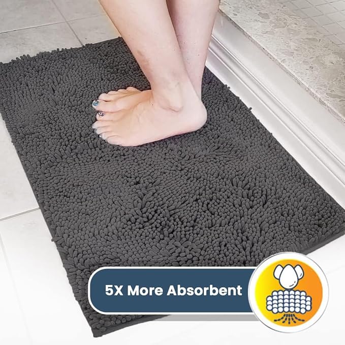 Muddy Mat® | Super Absorbent Door Mat Indoor, Microfiber Quick Dry Chenille Entryway Rug, Non-Slip Front Door Mat, Indoor Mats for Entryway, Machine Washable Pet Rug, Charcoal 24"x36"