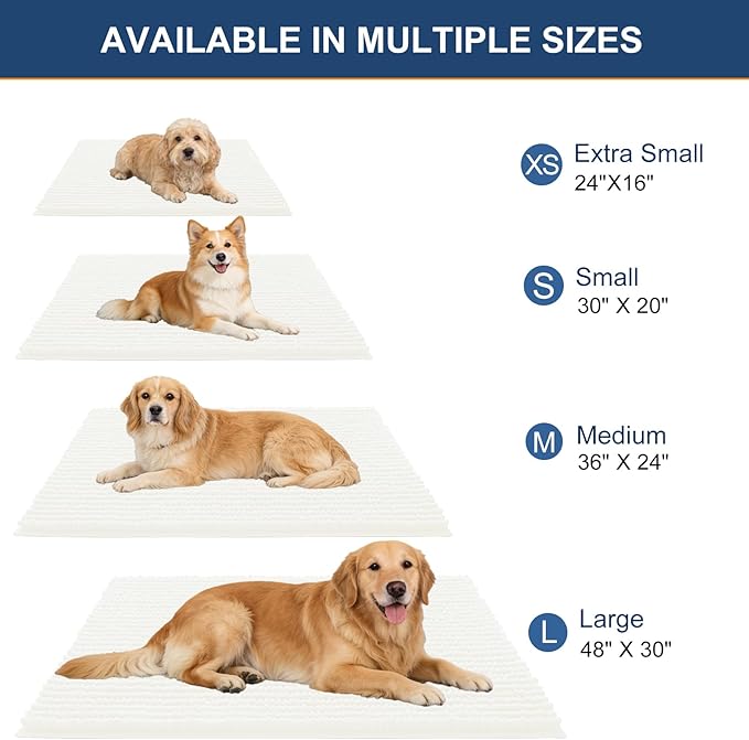 OLANLY Dog Door Mat for Muddy Paws 59x35, Ultra Absorbent Chenille Mud Doormat, Non-Slip Washable and Dirt Trapping Doormat for Indoor Entryway, Quick-Dry Indoor Pet Bed Mats for Dogs, Ivory