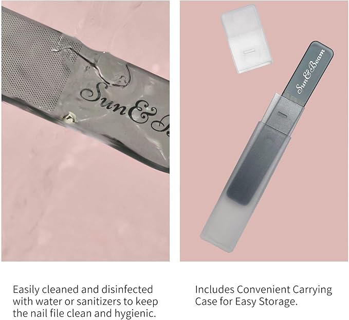 Sun&Beam Nails Glass Nail File Nano Nail Buffers Crystal Shine Polisher Professional Manicure Tools Kit with Box 2Pcs Set