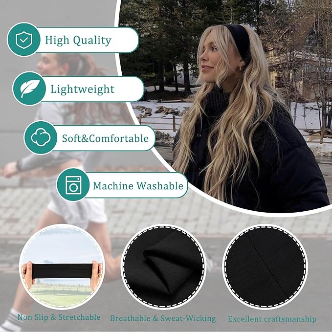 Headbands for Women Non Slip Head Bands for Women's Hair cute elastic womens headbands Soft Cotton Cloth Fashion floral headband for women for Daily Workout Sports Running Yoga