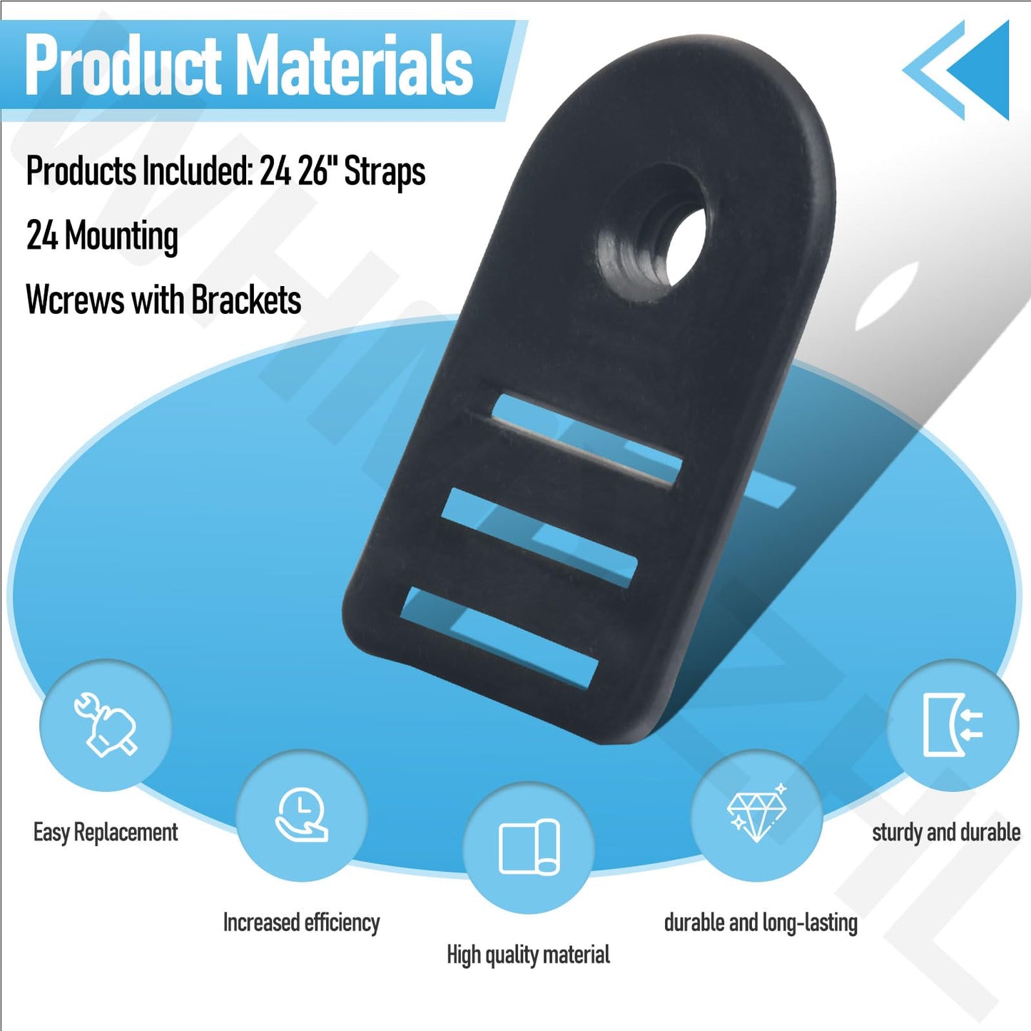 Tube and Solar Cover Fastening Kit FG-FASKIT for F-eherguard Inground and Aboveground Pool Roller - Includes 24 26" Straps, 24 Mounting Wcrews with Brackets, for Securing Solar Blankets to Solar Reels