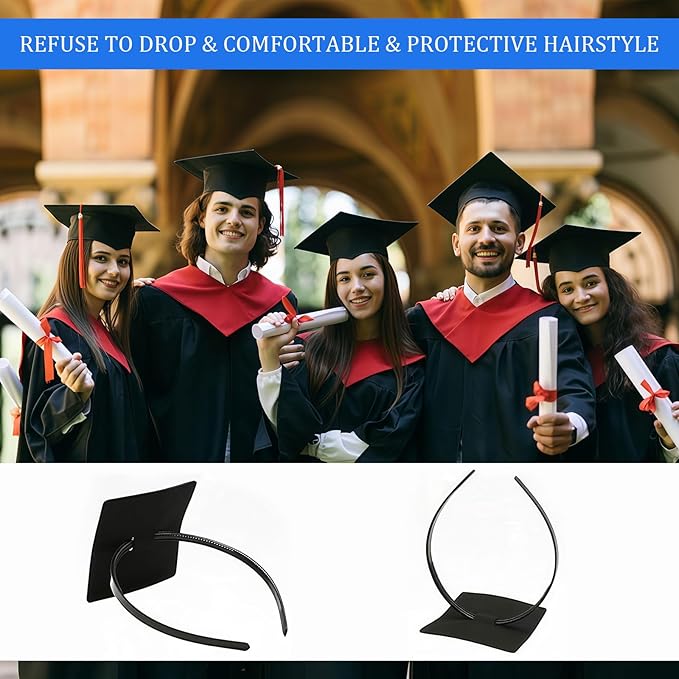 Graduation Cap Headband Insert, Grad Caps Headband Insert, Adjustable, Secures Cap and Keeps Hairstyle, Upgraded Interior Design, Simple and Practical Anti-Fall Hairband for Graduation