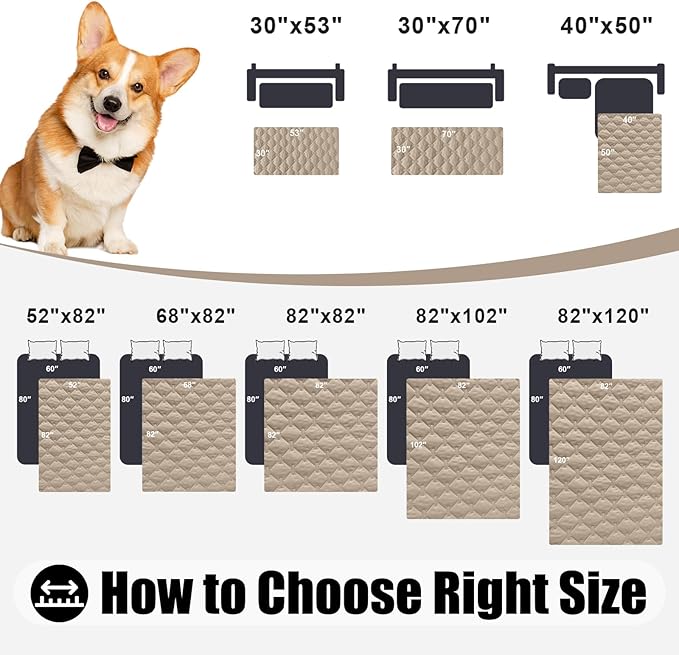 Smiry Waterproof Dog Bed Cover Blanket, Soft Reversible Pet Blanket, Washable Leakproof Cats Dogs Couch Cover for Sofa, Couch, Furniture (30x53 Inch, Taupe/Beige)