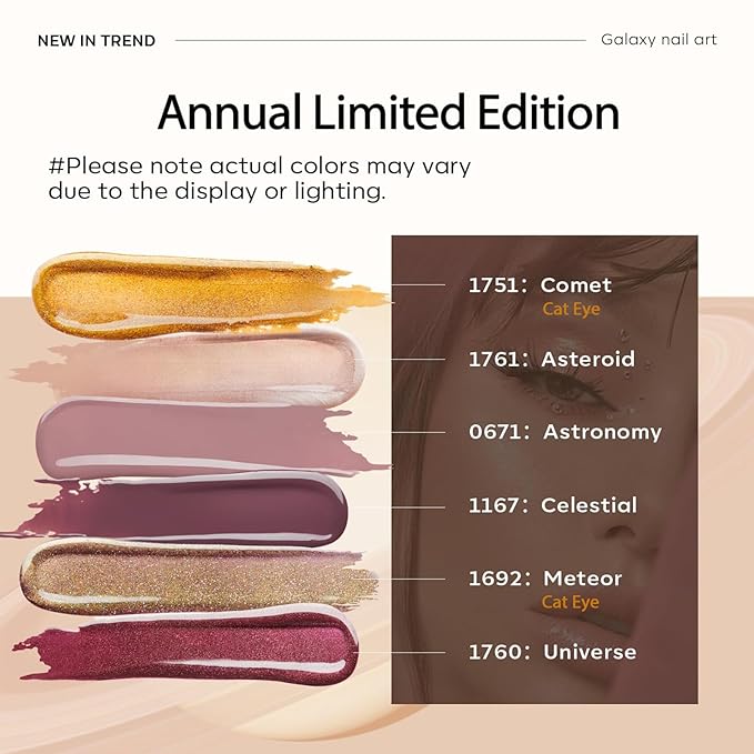 modelones Gel Nail Polish Set, 6 Colors Winter Nude Brown Gel Polish Glitter Burgundy Shiny Champagne Gold Magnetic Cat Eye Effect Sparkle Stunning Home Nail Art Kit Gift for Girl Women