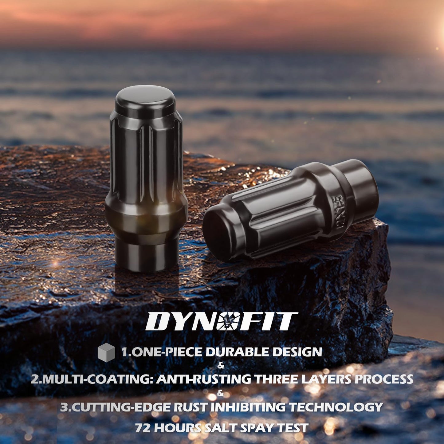 Dynofit 12mmx1.5 ET(Extended) 6 Spline Lug Nuts Compatible with Toyota Tacoma 4Runner, for 6 Lugs Aftermarket Wheels, 24pc M12x1.5 Closed End with 7.6mm Shank, Special Lug Nuts for Wheel Spacers
