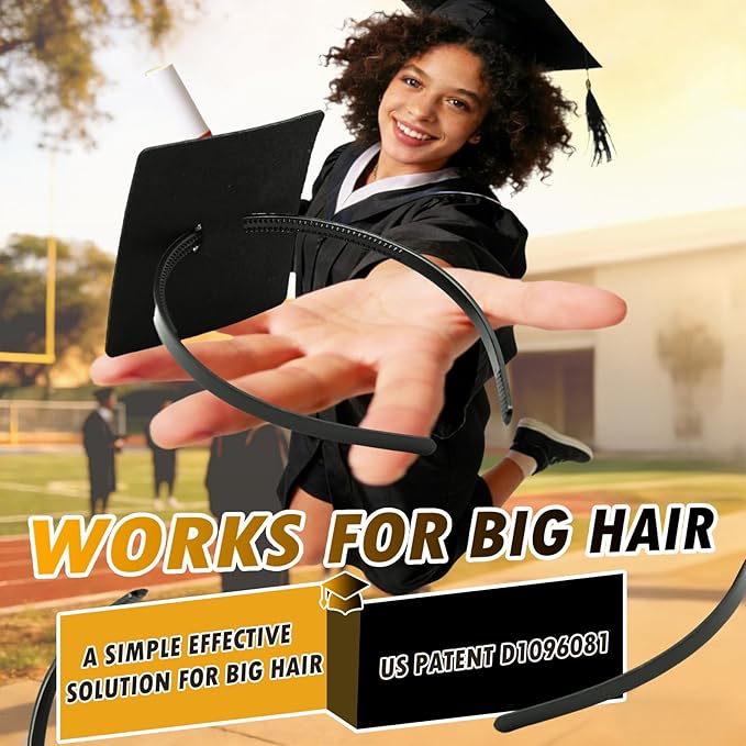 Graduation Cap Headband Insert-Anti-Fall Grad Cap Headband for Curly Hair,Graduation Hat Hair Band Accessories